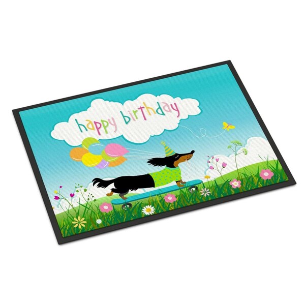 Carolines Treasures 18 x 27 in. Happy Birthday Dachshund Indoor or Outdoor Mat VHA3029MAT - main